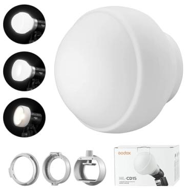 Imagem de Godox Kit de difusão ML-CD15 com 3 adaptadores, difusor de cúpula de luz de flash compatível com Godox V1 AD200PRO AD300PRO AD400PRO V850II TT685II TT685 ML30 ML60Bi etc