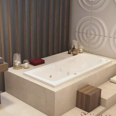 Imagem de Banheira de Hidromassagem Capri Branca Astra em Gel Coat Luxo 150x80x46cm - P6 - 110v - sem
