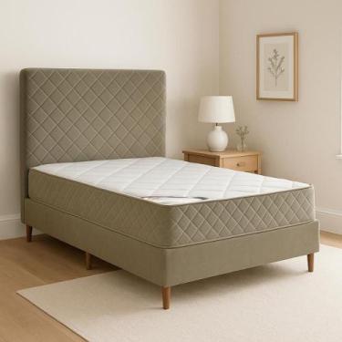 Imagem de Colchão Casal Milão + Box + Cabeceira 138x202x65 - Bom Pastor, Bege Ve