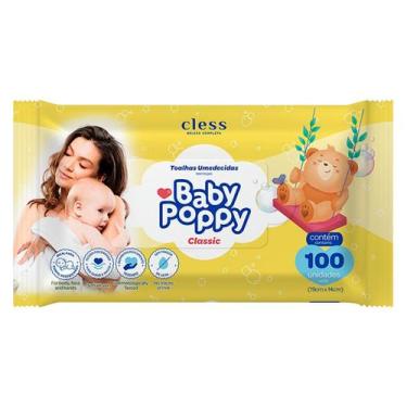 Imagem de toalhas lenços umedecidos baby poppy classic mais encorpada para uso d