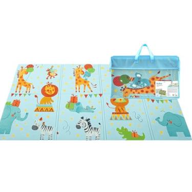 Imagem de Tapete de Atividades Bebê Animal Party – Dobrável, Impermeável, Dupla Face, Conforto e Segurança para Bebês, Fácil de Guardar e Transportar