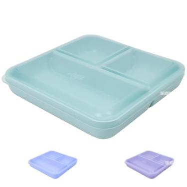 Imagem de Pote Marmita Chicago Dup 1L 3 Divisórias Tampa Hermética Micro-Ondas Lava-Louças Freezer Bpa Free (Verde)