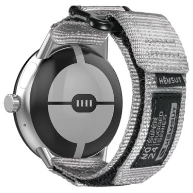 Imagem de SMITHA Compatível com relógio Google Pixel/Pixel 2/Pixel 3, pulseira de relógio de argola e laço, pulseira militar para relógio inteligente Google