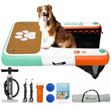 Imagem de FBSPORT Rampa Inflável para Cães, Doca Flutuante, Escada de Água para Piscina, Barco, Escada Flutuante de EVA Antiderrapante, Rampa de Piscina para Cães de Até 220 Libras