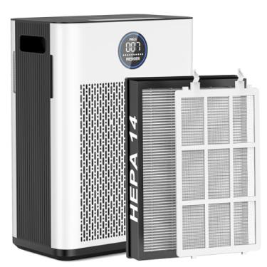 Imagem de FRESHDEW Purificador De Ar Freshsdew Para Residências Com Filtro Hepa H14 E Carvão Ativado, Remove 99,99% Da Poeira, Odores, Fumaça Pelos Animais. Cobre Até 2.300 Pés Quadrados, Silencioso Baixo Con