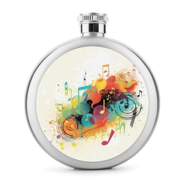 Imagem de Cantil de aço inoxidável, música abstrata, impressão temática, bolso cantil, garrafa de viagem, portátil, garrafa de licor portátil