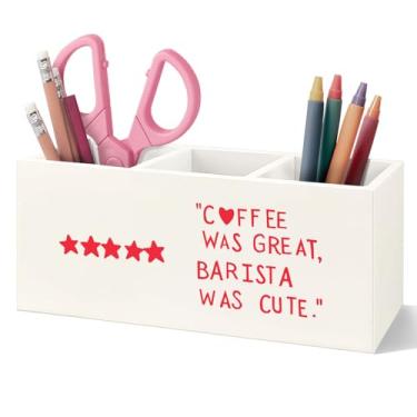 Imagem de VIIJJUE Funny Coffee was Great Barista was Cute Porta-lápis de madeira, presentes de barista para mulheres, presentes para amantes de café, escova de dentes, organizador de madeira