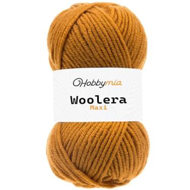 Imagem de HobbyMia Fio de lã Woolera Maxi - 100 g / 109 jardas - (5) Peso volumoso - 75% acrílico, 25% lã (mostarda, 1 novelo)