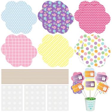 Imagem de Marspark Pacote com 12 kits de buquê de vales-presente para professores com 6 designs, cartões de agradecimento reutilizáveis em palitos para presentes de professores de fim de ano, casamentos, festas