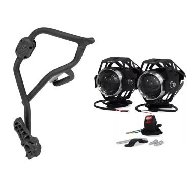 Imagem de Kit Protetor Motor Carenagem Moto Fazer 250 2018 2019 2020 2021 2022 2023 2024 Sptop765 + Farol De Milha 10W - 12/ 24V