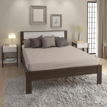 Imagem de Cama de Casal para Colchão 138 x 188 cm Multimóveis Cr35009 Nogal/branca