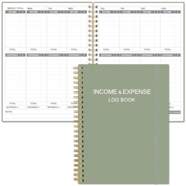 Imagem de Heveboik Income & Expense Log Book - A4 Income and Expense Ledger Book for Small Business, Accounting Bookkeeping Tracking Ledger Log Book for Woman and Man, 8" x 10.5", Green