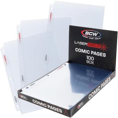 Imagem de BCW Capas de quadrinhos LaserWeld | Pacote com 100 | Páginas de 1 bolso para fichário de 3 anéis | Carregamento superior, transparente, sem ácido, armazenamento de arquivo