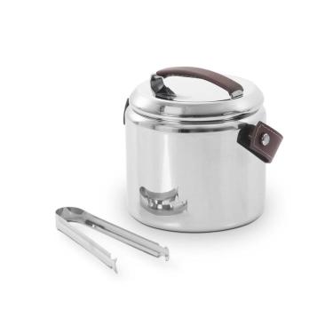 Imagem de Balde Térmico Para Gelo Firenze Com Alça Em Couro E Pinça 1L