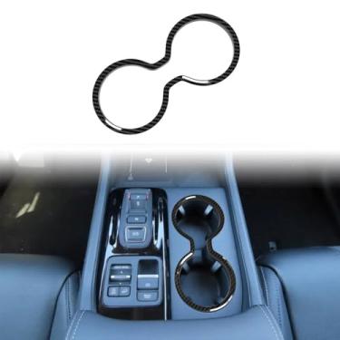 Imagem de TENWIND Tampa do interruptor de freio do painel do console central do carro compatível com acessórios Honda Passport 2026+ (suporte de copo + fibra de carbono)