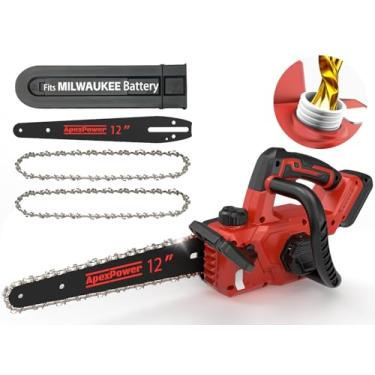 Imagem de Motosserra elétrica sem escova de 30 cm sem fio, compatível com bateria Milwaukee M18, lubrificador automático, corte potente de 14,3 pés/s, baixo recuo, motosserra alimentada por bateria para poda de