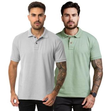 Imagem de KIT 2 Camisas Polo Masculina Piquet - Daze Modas, Cinza verde, GG