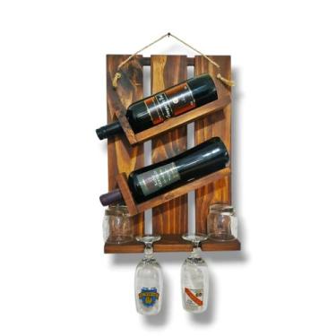 Imagem de Art e Lar Adega de Parede Barzinho para Vinhos e Taças Madeira Casa De