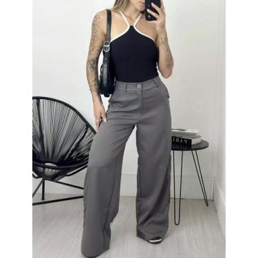 Imagem de Calça Feminina Alfaiataria Pantalona Com Cinto Elegante - Thiá Store, 