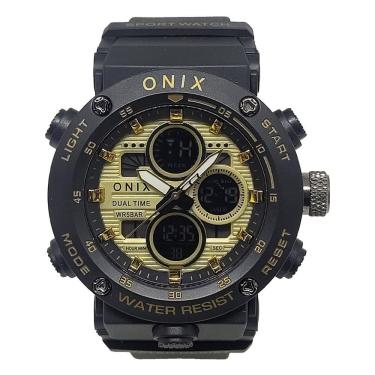 Imagem de Relógio Masculino Onix Anadigi Ox116 Preto E Dourado