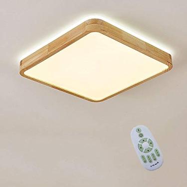 Imagem de Lâmpada de teto LED de 30 W, lâmpada de teto quadrada de 40 cm de madeira maciça nórdica com brilho superior de 360 °, 3000K ~ 6000K regulável com controle remoto, para sala de estar, quarto