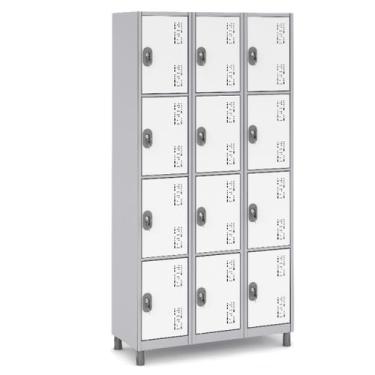 Imagem de Armário Roupeiro Vestiário Aço 12 Portas Locke - W3, BRANCO