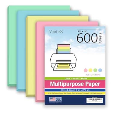 Imagem de Papel de cópia colorido 21 x 27 cm, papel para impressora tamanho carta, 600 folhas (150 cada rosa, verde, azul, amarelo), sem geléia, papel colorido pastel a granel para artes e artesanato, projetos