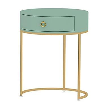 Imagem de YAYA2021-SHOP Mesa de penteadeira moderna mini penteadeira redonda de metal pernas de maquiagem de luxo penteadeira sem espelhos e bancos penteadeira (cor: verde, tamanho: 60 cm)