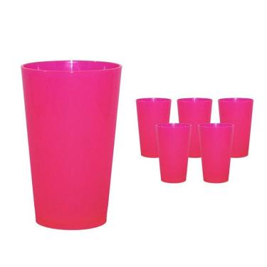 Imagem de Kit 6 Copos Cancun Rosa Neon 320Ml Plástico Premium