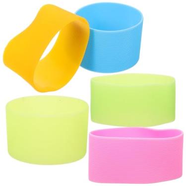 Imagem de 5 Peças Protetor De De Água Faixas De Garrafa De Silicone Para Copos E Garrafas Capas De Garrafa Com Isolamento Térmico Para Viagens Garrafa De Água Manga Porta Garrafa De