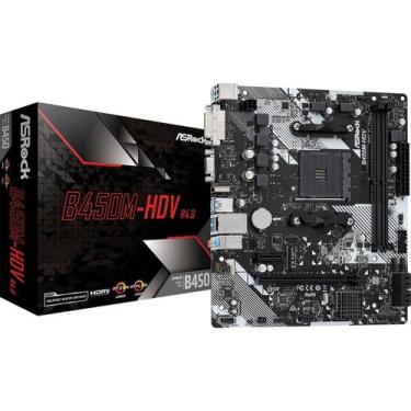 Imagem de Placa Mãe ASROCK AM4 B450M-HDV R4.0 M-ATX 2XDDR4 DIMM 64GB 2XUSB2.0 4X