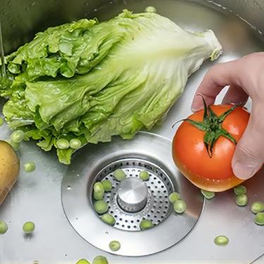 Imagem de Ralo de pia de cozinha de aço inoxidável 304 com tampa de drenagem pop-up e botão ABS, ralo de pia padrão de 8 cm com cesta para cozinha e banheiro