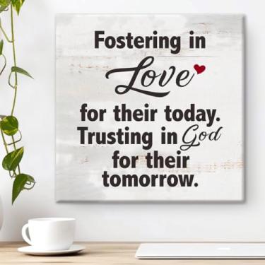 Imagem de Pôster Foster Parent Gift Wall Art Print Fostering in Love for Their Today Trusting in God for Their Tomorrow Poster Home Decor 20 x 20 cm