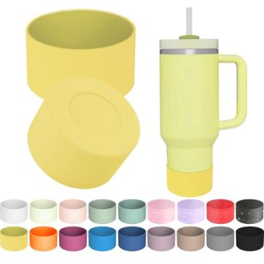 Imagem de 1 bota de silicone para copo Stanley Quencher H2.0 30/1,134 g, IceFlow 20/850.5 g & Hydro Flask 340.2-680.4 g - capa protetora inferior (amarelo limão)