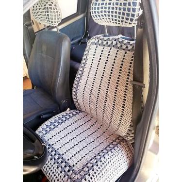 Imagem de Artesanal Capa de Crochê para Banco de Carro Chevrolet Spin, Cinza Claro, Design em Trama Vazada