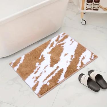 Imagem de Tapete de banho absorvente, 50,8 cm x 81,3 cm, antiderrapante, parte de trás de borracha, tapete de mármore macio grosso lavável na máquina, tapetes clássicos para banheiro, entrada, cozinha, quarto