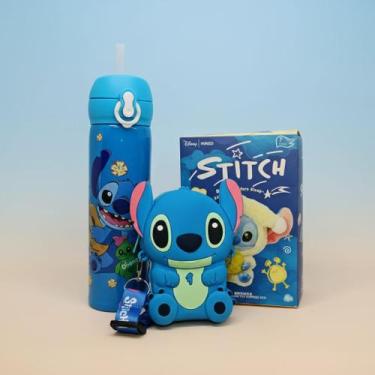 Imagem de Kit Inspirado Stitch Copo Térmico + Bolsinha Com Alça