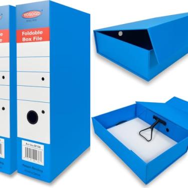 Imagem de Pasta dobrável azul para fichário - organizador de documentos portátil e conveniente com fecho magnético - Dobre e desdobre instantaneamente para economizar espaço. Feito de papelão reciclado