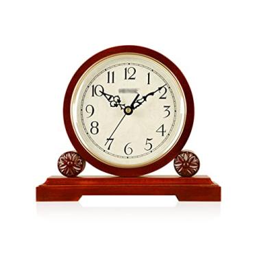 Imagem de Relógio de mesa de sala de estar estilo europeu relógio de mesa de madeira maciça decoração de hotel Bogu e decoração relógio de quartzo eletrônico (cor: Tamanho A: 26,5 * 22 cm) (A 26,5 * 22 cm)