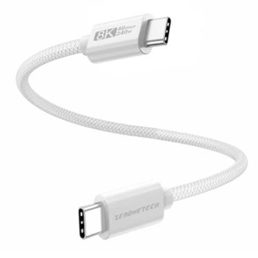 Imagem de ZeroneTeck Cabo de transferência de dados USB C de 40 Gbps 30.5 cm, branco de 3 m para Thunderbolt 4, exibição de vídeo 8K/4K e carregamento rápido PD de 240 W, compatível com SSD, ancoragem e mais