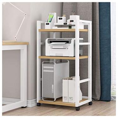 Imagem de Suportes de impressora Suporte de impressora de mesa multicamadas estantes de chassi de mesa móveis impressão copiadora rack tudo em um como prateleira de armazenamento, prateleira de livros