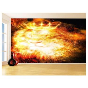 Imagem de Papel De Parede 3D Religioso Leão Estrelas Coroa 3,5M Rl102 - Você Dec