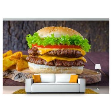 Imagem de Papel De Parede Chesseburguer Queijo Carne 3D Al167 - Você Decora