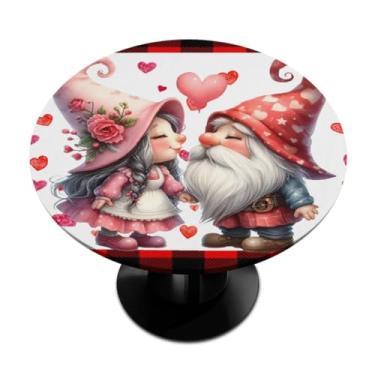 Imagem de hongjinglin Toalha de mesa redonda com borda elástica para dia dos namorados toalha de mesa redonda limpa para ambientes internos e externos, pátio, jantar, cozinha, festival, decoração para mesas de