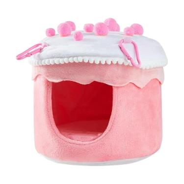 Imagem de Generic para, cama aconchegante, abrigo de inverno fácil de pendurar, cabana quente para papagaios, casinha quente para pássaros pequenos, Rosa