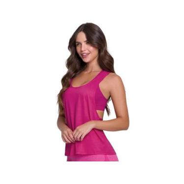Imagem de Camiseta Regata Super Cavada Feminina Dry Fit Fitness Selene, G, Pink