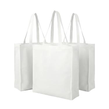 Imagem de Kit Sacola TNT Branca, Material TNT 100g, Tamanho 41x37cm, Alça Reforçada, 10 Unidades, Sacola Ecológica para Compras e Eventos (3, Branco)