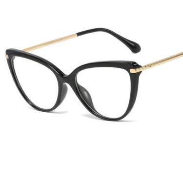 Imagem de Armação Óculos De Grau Feminina Gatinho Melina Preta - Shark Óculos
