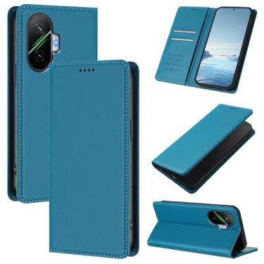 Imagem de Capa carteira fina para Xiaomi Poco F7 5G com capa flip magnética, compartimentos para cartões e suporte, bloqueio RFID, compatível com carregamento sem fio, capa protetora à prova de choque (azul