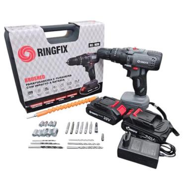 Imagem de Furadeira Parafusadeira 20V RI 1020 c/ Impacto e Kit - Ringfix